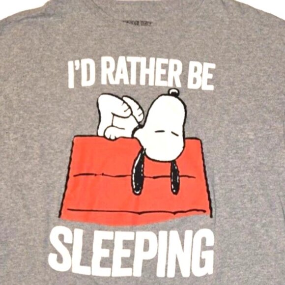 Men's "I'd Rather Be Sleeping" Snoopy on Doghouse - Gray XL T-shirt. NWOT - Picture 2 of 2